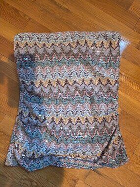 EXPRESS strapless sequined chevron top